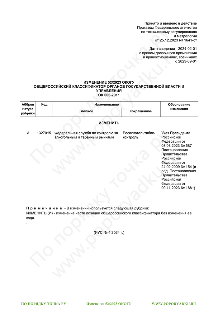 Изменение 52/2023 ОКОГУ