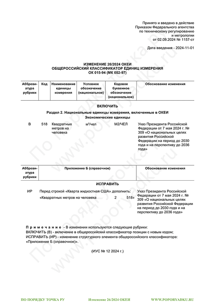 Изменение 26/2024 ОКЕИ