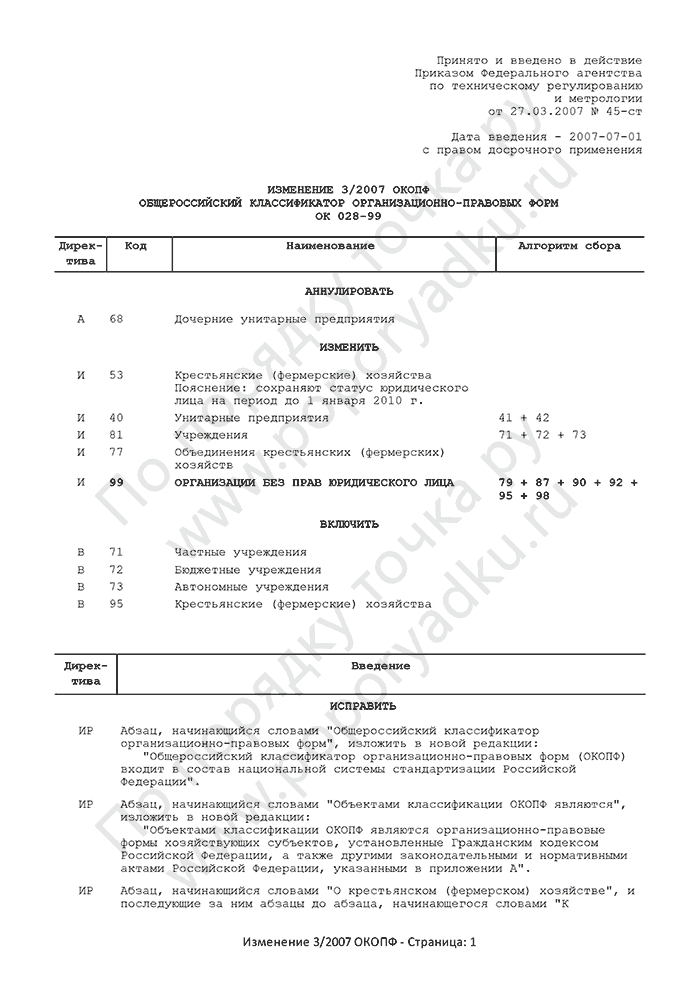Изменение 3/2007 ОКОПФ (страница 1)